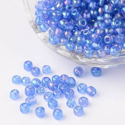 6/0 Transparent Rainbow Colours Round Glass Seed Beads