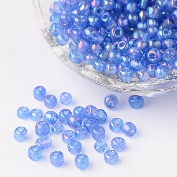 6/0 Transparent Rainbow Colours Round Glass Seed Beads