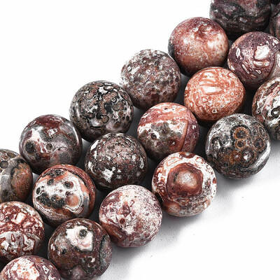 Natural Leopard Skin Jasper Round Beads Strands