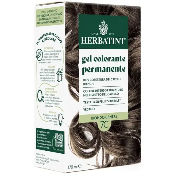 Permanent Coloring Gel 7C Ash Blonde Herbatint 170ml
