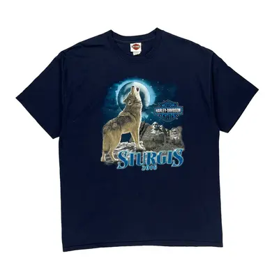 Sturgis Harley Davidson Graphic T-Shirt - 2XL Navy Cotton