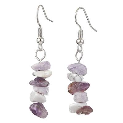 Natural Howlite & Amethyst & Purple Turquoise Dangle Earrings