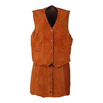 1970s Unbranded Co-Ord - Small Orange Suede