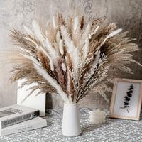 50pcs Natural Dried Pampa Grass Bouquet, Boho Home Decor Bouquet, Phragmites Dried Flowers Bouquet For Wedding Ramadan Decor,...