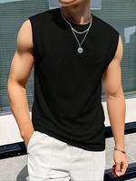 Men's Plain Round Neck Tank Top, Regular Fit Casual Sleeveless Top for Summer, Men's Clothes for Daily Wear, Tank Tops, Cloth...
