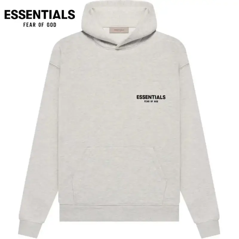 Essentials Fear of God 'Light Oatmeal' Hoodie Streetwear Man Casual Tops Long Sleeve Menswear Soft Fabric Outfits Pullover #F...