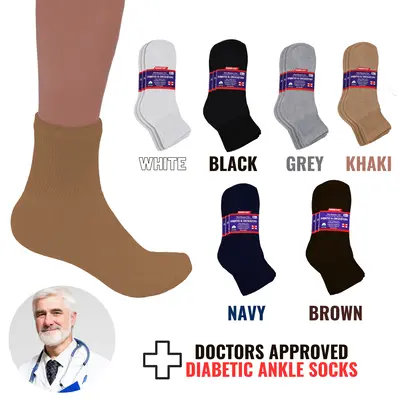 DIAMOND STAR Diabetic Ankle Socks, Non-Binding Circulatory Doctor Approved Cushion Cotton Quarter Socks for Men’s Women’s...