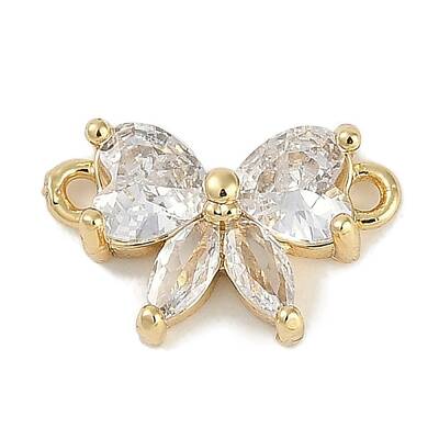 Brass Clear Cubic Zirconia Connector Charms