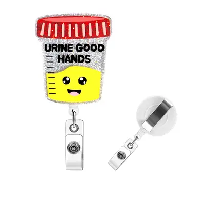 Glitter Badge Holder, 1 Count Retractable Badge Reel, Creative ID Badge Holder with Clip for Nurse Doctor Student Worker Volu...