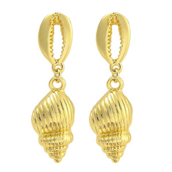Rack Plating Conch Brass Stud Earrings