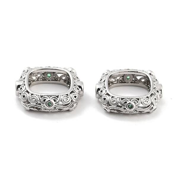 Brass Micro Pave Green Cubic Zircon Spacer Beads