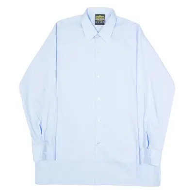 GLORIETTE Mens Plain Shirt Blue Long Sleeve L