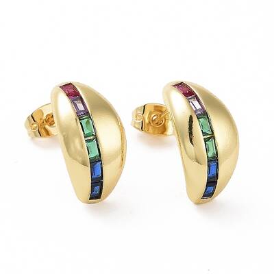 Colorful Cubic Zirconia Teardrop Stud Earrings
