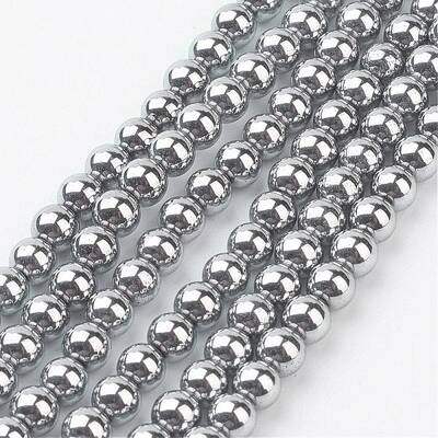 PVD Vacuum Plating Non-Magnetic Synthetic Hematite Beads Strands