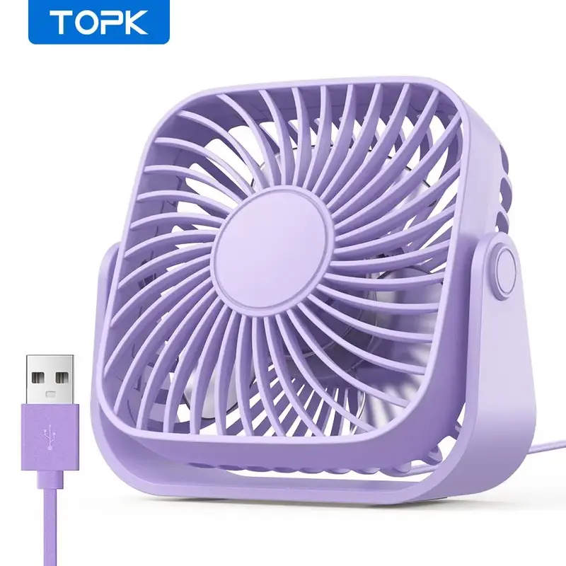 TOPK 4 Inch USB Charging Mini Portable Fan, 3 Speeds Quiet Desktop Table Personal Fan, 360° Adjustment Standing Fan for Roo...