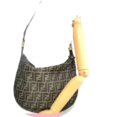 Pre-owned FENDI Canvas Crossbody Bags Rare Shoulder Bag Zucca Logo Leather Brown