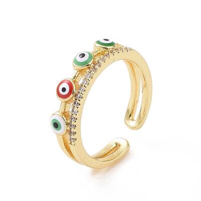 Brass Micro Pave Cubic Zirconia Open Rings