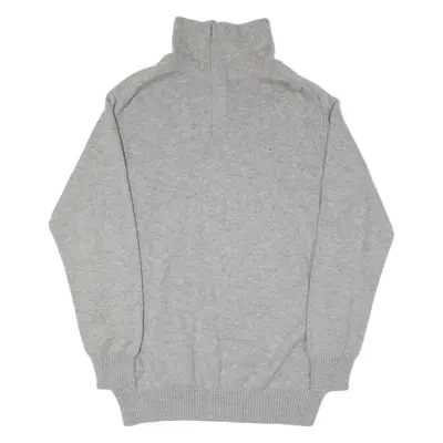 LACOSTE Mens Jumper Grey 1/4 Zip Tight Knit Wool L