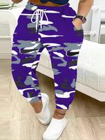 【Plus Size】 Camo Print Pants, Casual Fashion Cozy Breathable Pants for Daily Outdoor Wear, Women Plus Clothing for All Se...