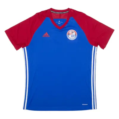 ADIDAS Wolfil Kestenholz Jersey Blue V-Neck Short Sleeve Mens L