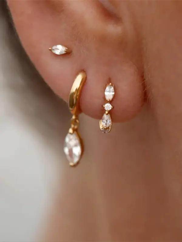 925 Sterling Silver Flower Design Earrings Set, Fashionable Earrings for Women & Girls, Trendy All-match & Exquisite Jewelry ...