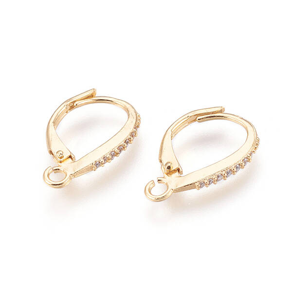 Brass Micro Pave Cubic Zirconia Leverback Earring Findings