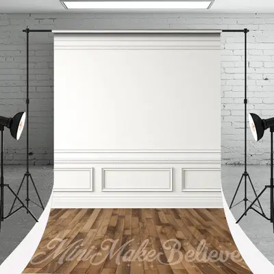 Elegant White Wall Wood Floor Sweep Backdrop For Photo - Aperturee