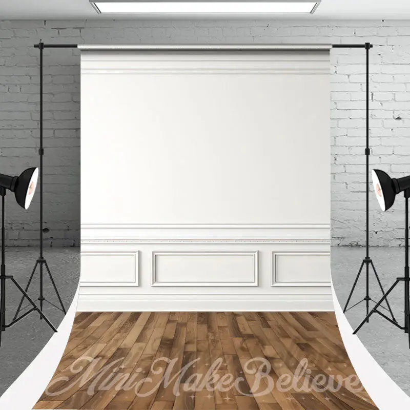 Elegant White Wall Wood Floor Sweep Backdrop For Photo - Aperturee