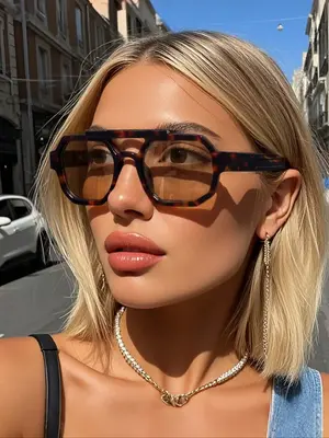 Unisex Vintage Trendy Tortoise Pattern Aviator Sunglasses, Retro Outdoor Sports Sunglasses, Fashionable Sunglasses for Men & ...
