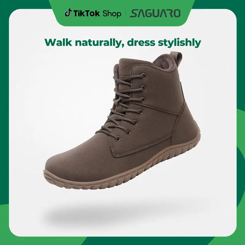 SAGUARO Ambition Ⅰ Winter Barefoot Boots Insulated Lining Minimalist Design with 6mm Sole and Wide Toe Box for Women and Me...