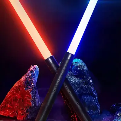 Double Edged Light Saber, 1 Set Rechargeable LED Light Saber with 15 RGB Color Changing, 2 in 1 Decorative Lighting for Pa...