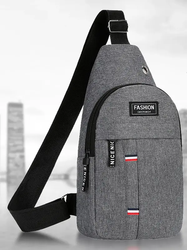 Men's Casual Durable Plain Zipper Chest Bag, Fall Outfits, Fall Freshness, 2025 New Style Large Capacity Multifunctional Fabr...