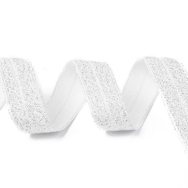 Gold and Silver Sparkle Elastic Side Nylon Ribbon