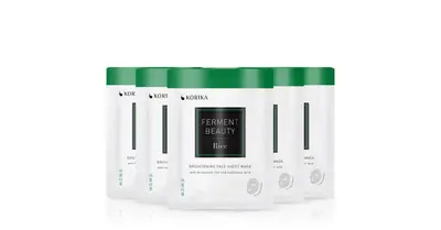 KORIKA FermentBeauty Set of 5 Brightening Facial Sheet Masks with Fermented Rice and Hyaluronic Acid
