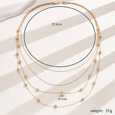 Elegant Multi Layered Iron Bead Necklace for Women's Party Wear