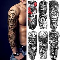 6 Sheets Realistic Lion King Long Full Temporary Tattoos for Women Men  Adults, Large Wolf Animal  Temporary  Sleeves Waterpr...