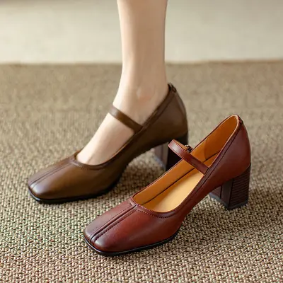 CHIKO Eliza Square Toe Block Heels Mary Jane Shoes