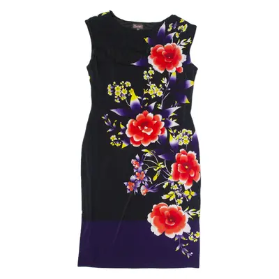PHASE EIGHT Womens Bodycon Dress Black Floral Sleeveless Midi M