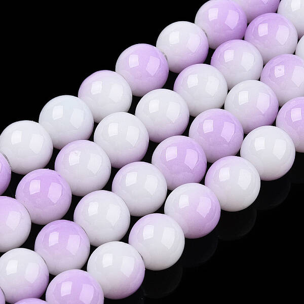 Two Tone Opaque Baking Painted Glass Beads Strands