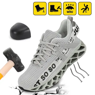 Steel Toe Shoes for Men Women Cushion Work Shoes Sneakers Slip Resistant Indestructible Construction Industrial Safety Shoes ...