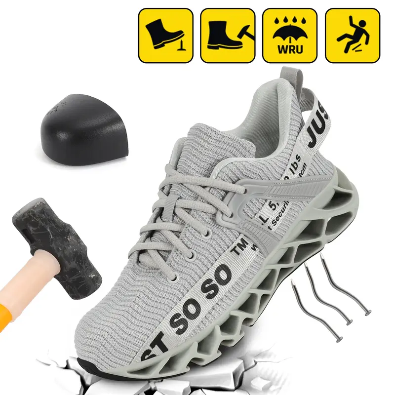 Steel Toe Shoes for Men Women Cushion Work Shoes Sneakers Slip Resistant Indestructible Construction Industrial Safety Shoes ...
