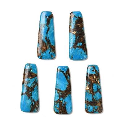 Assembled Bronzite and Synthetic Turquoise Pendants