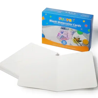 Funto Blank Watercolor Cards and Envelopes, 50 Cards, 5x7'', 140lb/300gsm, White, Acid-Free, Heavyweight Paper for all Occasi...