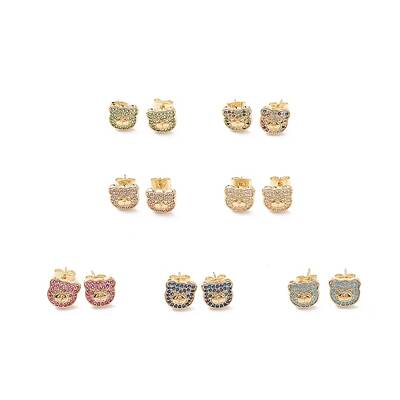 Cubic Zirconia Bear Stud Earrings