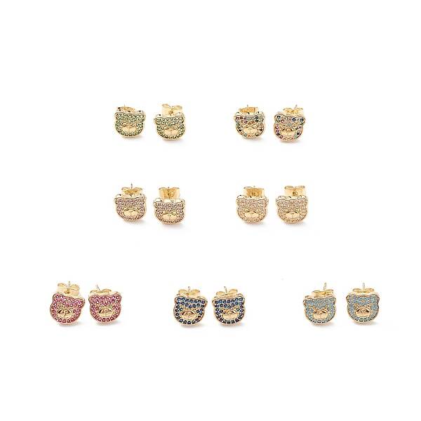 Cubic Zirconia Bear Stud Earrings
