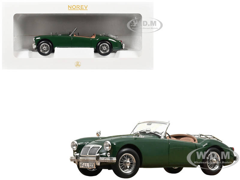 1955 MG MGA Cabriolet British Racing Green 1/18 Diecast Model Car by Norev