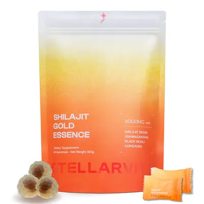 Stellarvita Himalayan Shilajit Gold Essence Gummies - 4000mg Each - With Ashwagandha, Black Mustard & Gokshura - 60 Gummies -...