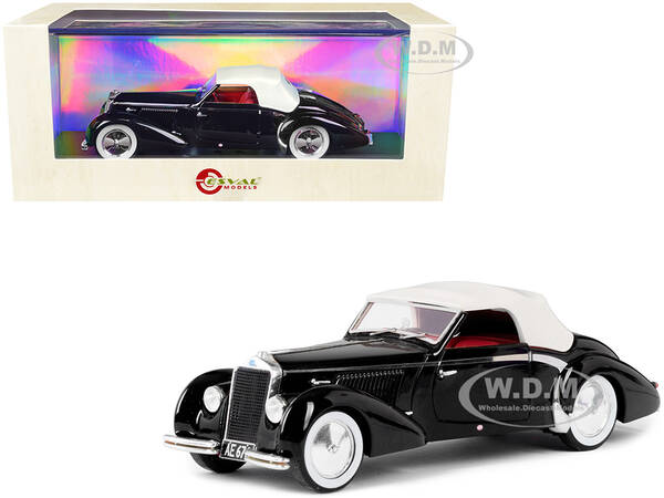 1939 Delage D6-70 Cabriolet (Top Up) RHD (Right Hand Drive) by Letourneur & Marchand Black with White Top and Red Interio...