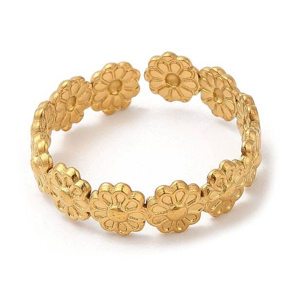 304 Stainless Steel Flower Open Cuff Rings