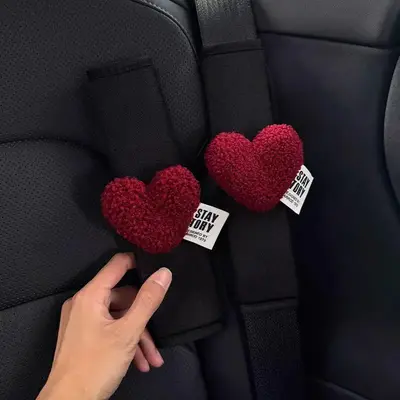 Cute Heart Design Car Seat Belt Shoulder Pad, Car Seat Belt Cover, Car Interior Decoration Accessories for Women & Girls, Car...